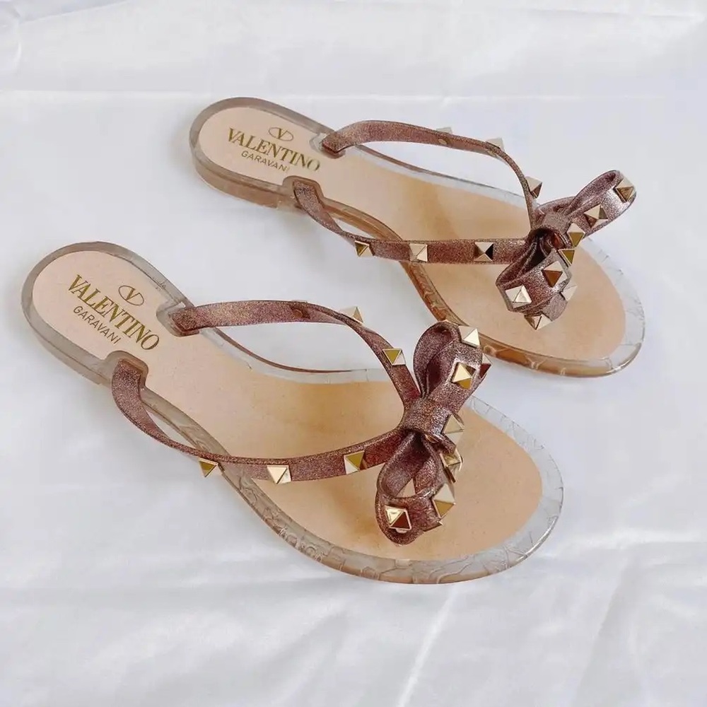Valentino GARAVANI Rockstud Bow PVC Glitter Sandal
